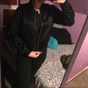 Black & Silver Bomber Jacket